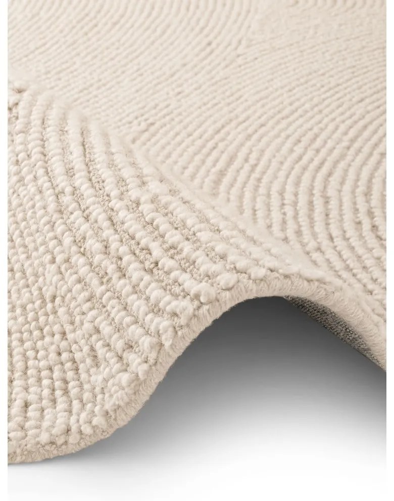 Wełniany okrągły dywan tkany ręcznie w jasnym naturalnym kolorze ø 150 cm Eleni Natural White – Hanse Home