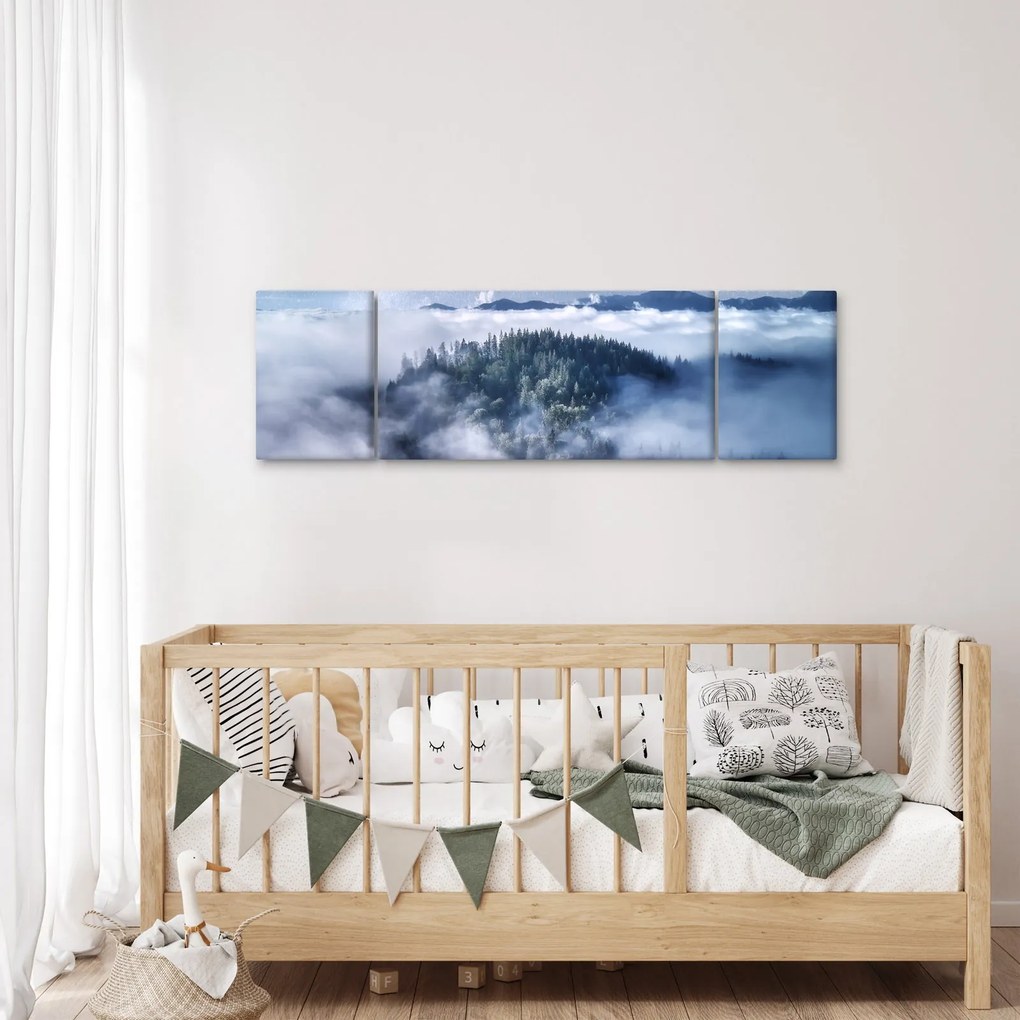 Obraz lasu we mgle (170x50 cm)