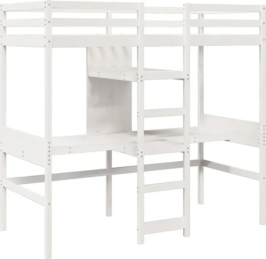 Białe skandynawskie łóżko piętrowe 80x200 R5-C49