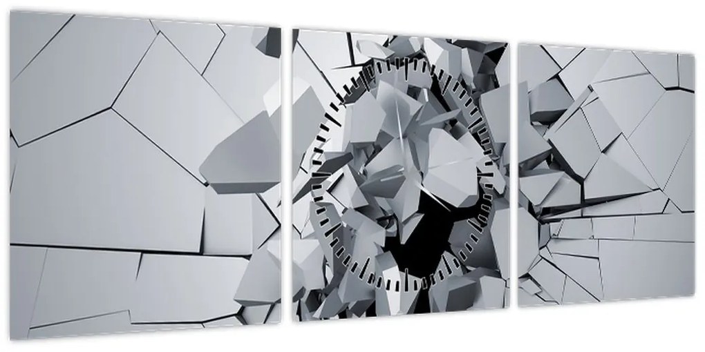 Obraz abstrakcja 3D (z zegarem) (90x30 cm)
