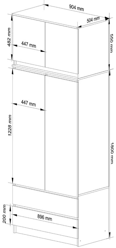 Szafa z drążkiem i półkami wenge + dąb sonoma - Ronoti 3X