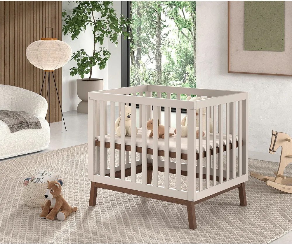 Beżowy kojec dla dzieci z litego drewna sosnowego 95x75 cm Sezane – Vipack