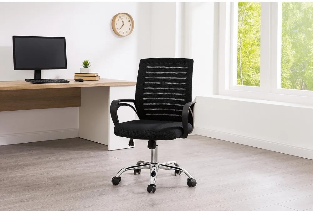 Czarne tapicerowane krzesło biurowe Evon – Bonami Essentials