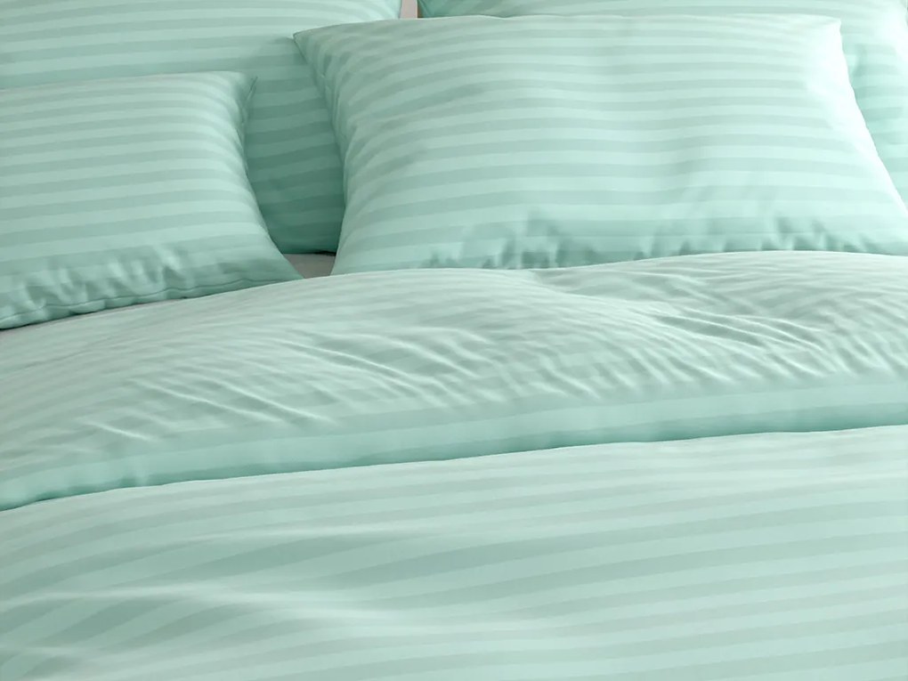 PrzytulneMieszkanie.pl PrzytulneMieszkanie.pl Hotelowa pościel z mikrofibry JASMINE miętowa - pasek 2 cm, hotelowa kieszeń Rozmiar pościeli: 2 szt 70 x 90 cm | 200 x 220 cm