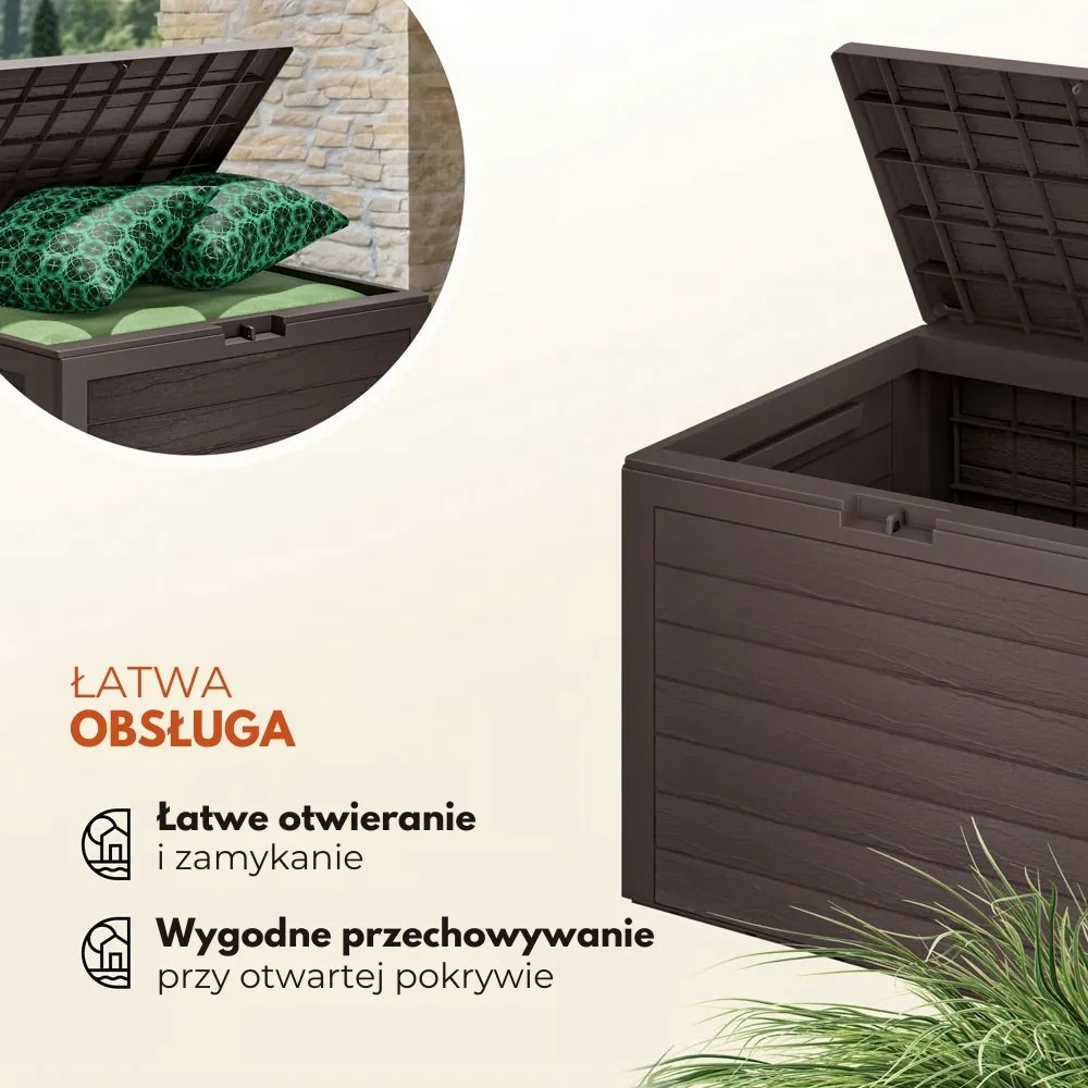 Pojemnik do przechowywania WOODEBOX, 190L, 78x44x55cm, ciemny brąz Prosperplast