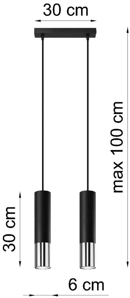 Czarno-chromowana lampa wisząca nad wyspę - EXX245-Oller
