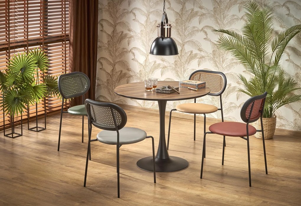 Okrągły stół Olmo z orzechowym blatem