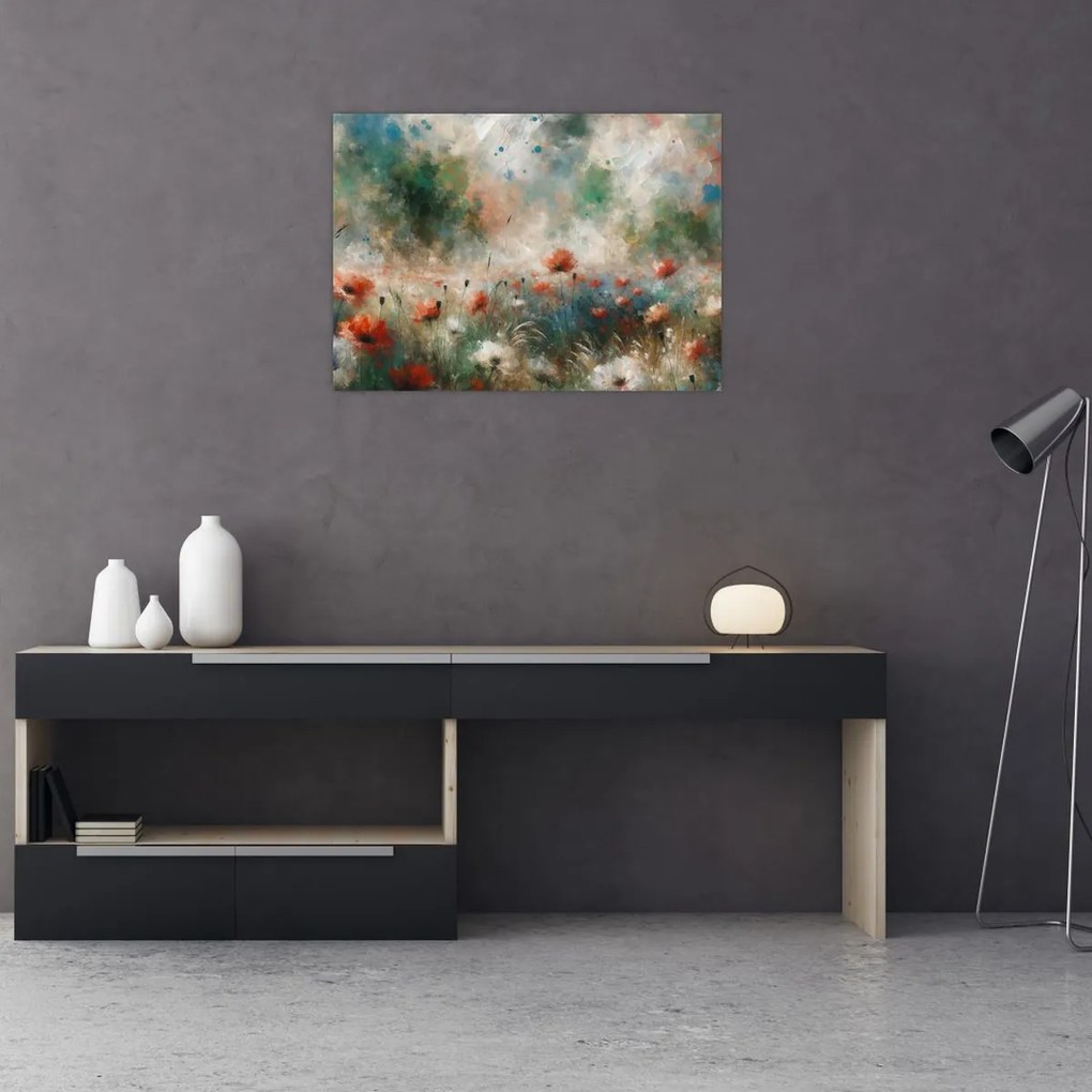 Obraz – Abstrakcja pola z makami (70x50 cm)