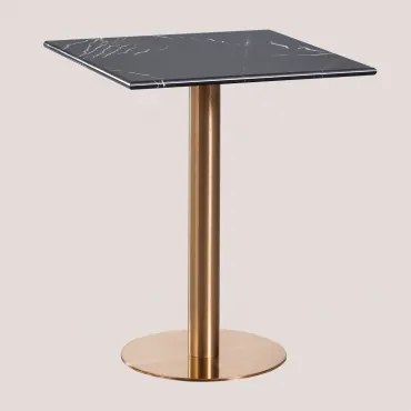 Kwadratowy Stolik Barowy Z Marmuru Cosmopolitan Marmur Nero Marquina & ↔︎ 60 Cm & Różowe Złoto - Sklum