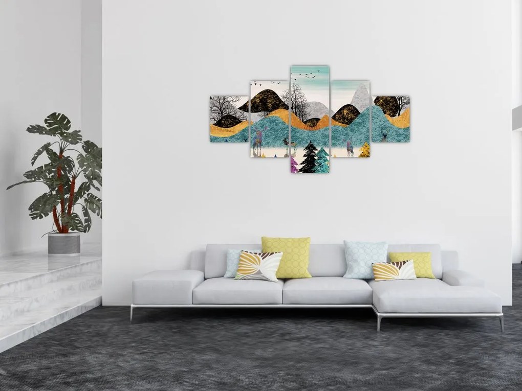 Obraz graficzny z jeleniem (125x70 cm)