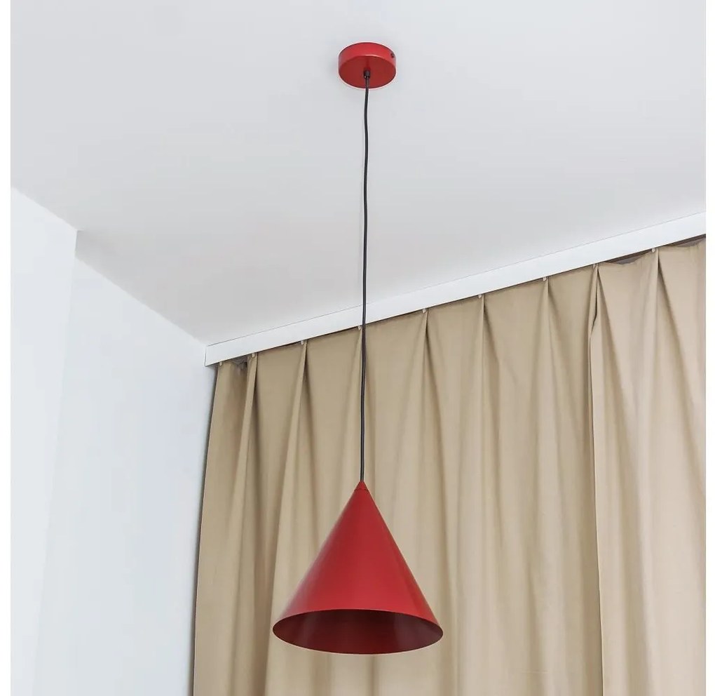Lampa wisząca na lince ETNA II 1xE27/15W/230V śr. 25 cm czerwona