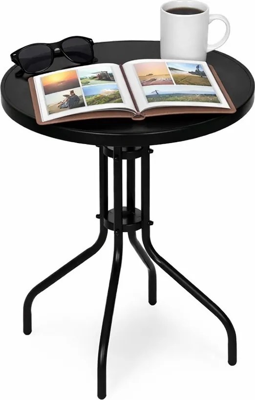 Stolik ogrodowy, balkonowy 60 cm Torello 070-1, czarny, okrągły