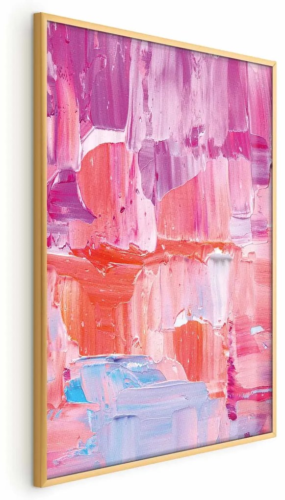 Plakat Kolorowe Pociągnięcia 30x21 cm z ramą złotą bez marginesu ARTGEIST B