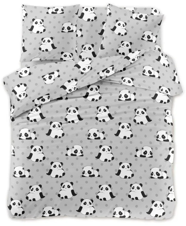 PrzytulneMieszkanie.pl PrzytulneMieszkanie.pl Pościel z mikrowłókna PANDA szare Rozmiar pościeli: 70 x 90 cm | 140 x 200 cm