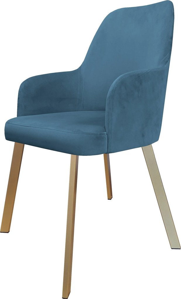 Krzesło WESTA tkanina Welur noga metalowa elegancki styl loftowy : Kolor nogi - Złota profil, Kolor tkaniny - VELVET - MG33, Typ siedziska - Siedzisko obrotowe 360°