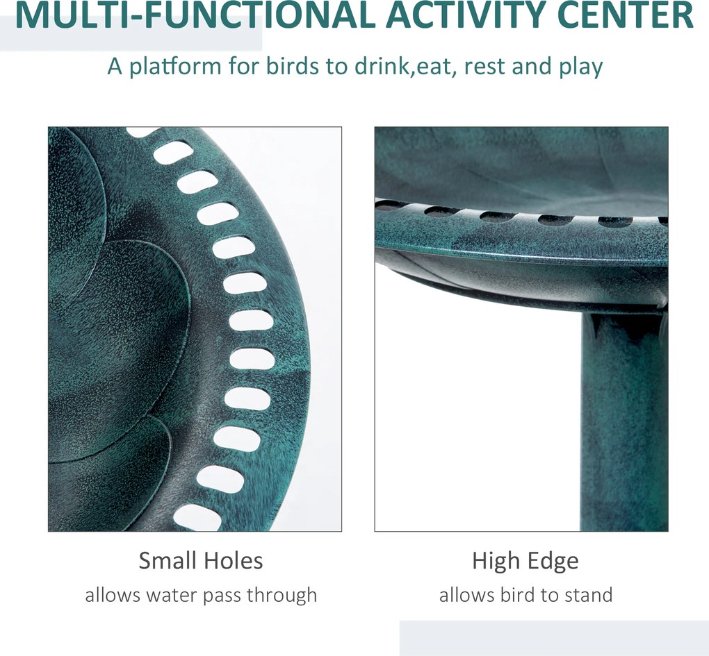 Outsunny Karmnik dla Ptaków z Podstawką Zielony Fontanna dla Ptaków Wysokość 69.5cm do Ogrodu Balkonu | Aosom PL