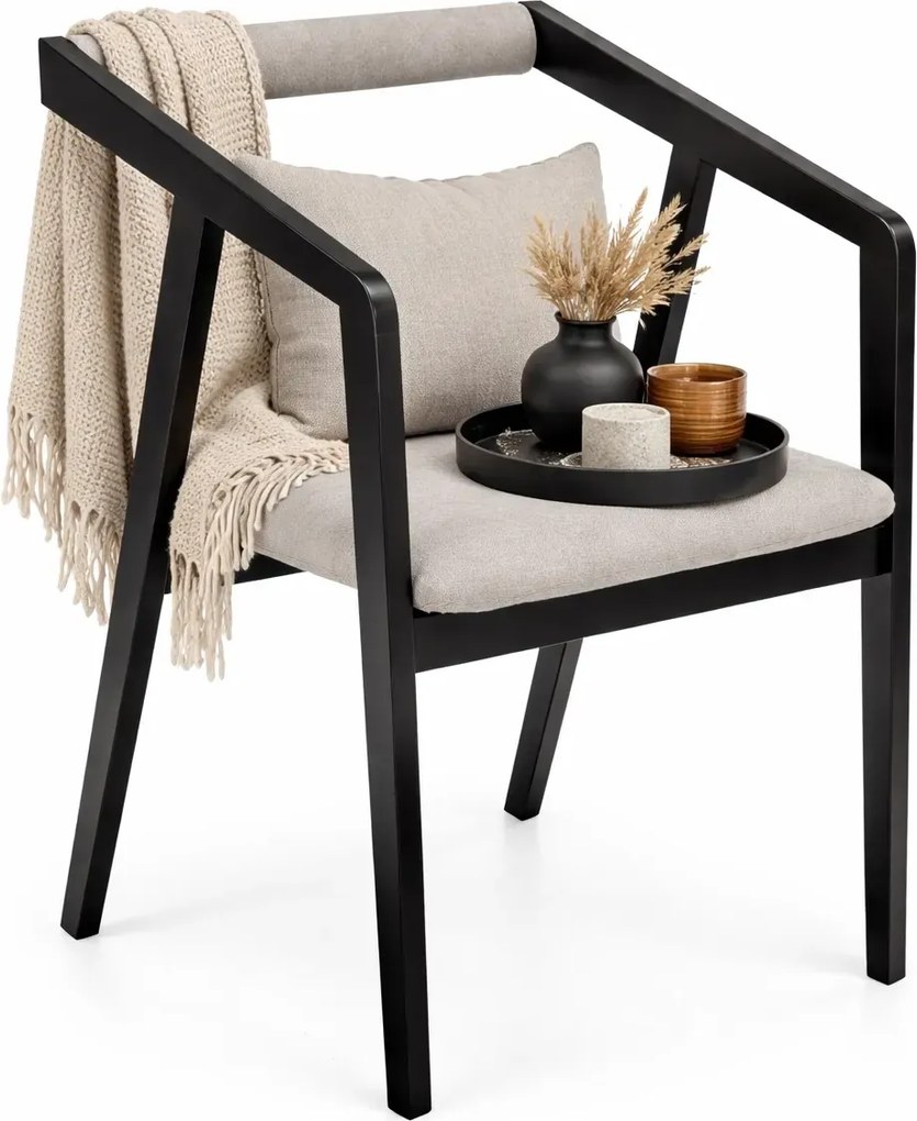 Czarno-szare krzesło tapicerowane vintage H9-F11