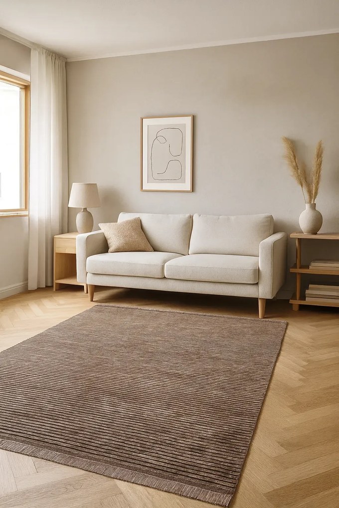 Beżowy skandynawski dywan E9-M97