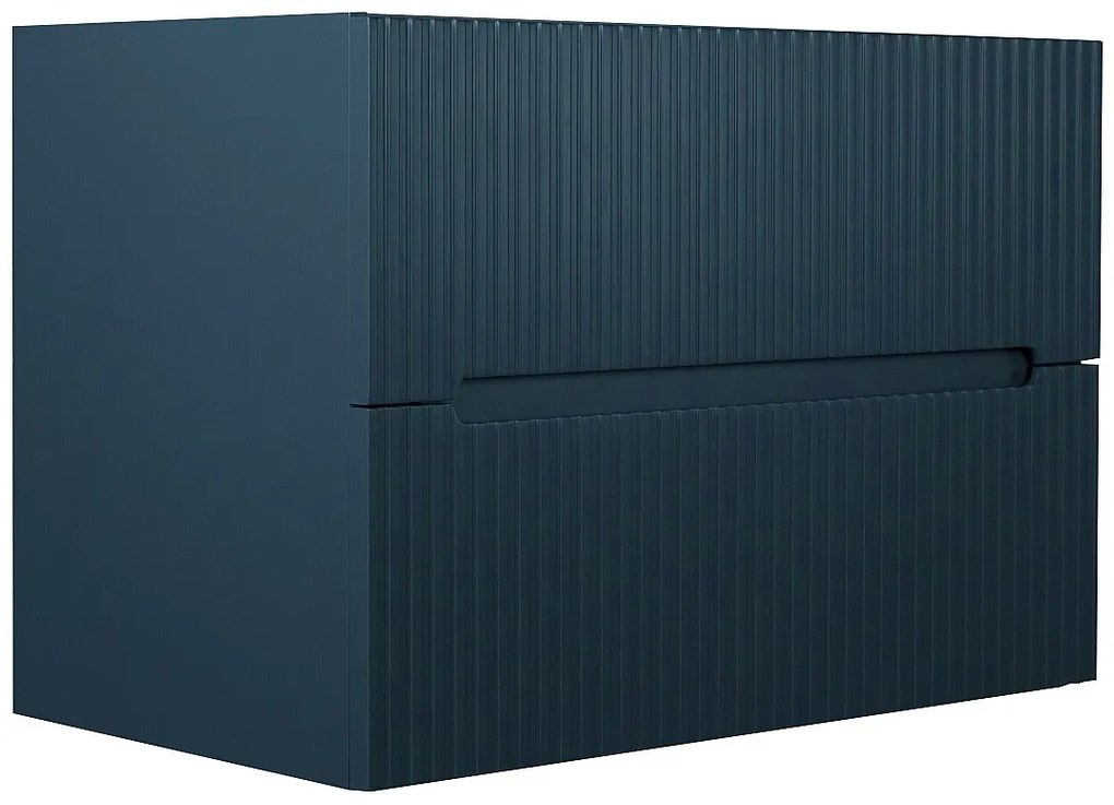 Szafka łazienkowa wisząca  ryflowana niebieska - 80 cm - PAVANI