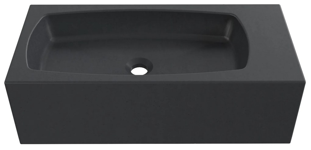 Zestaw umywalka betonowa prostokątna bez otworu na baterię 65 x 30 cm z półką ZALM i konsola