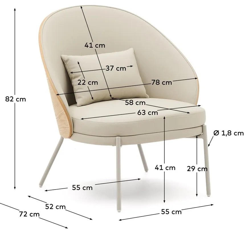 Beżowy fotel z imitacji skóry Eamy – Kave Home