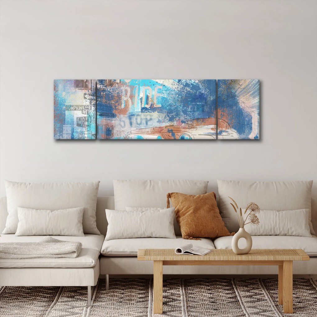 Obraz - Urodzony, by jeździć, niebieskie odcienie (170x50 cm)