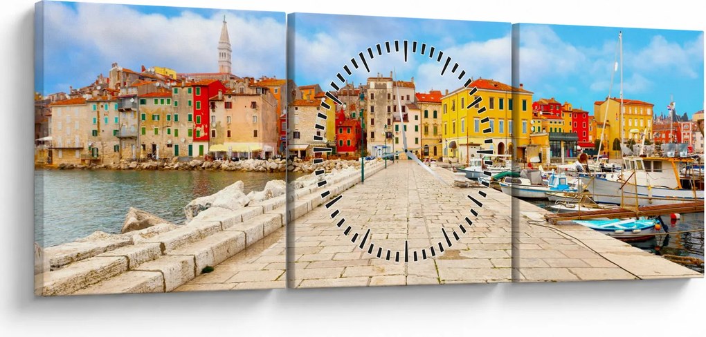 Obraz - Stare istryjskie miasto Poreč, Chorwacja (z zegarem) (90x30 cm)