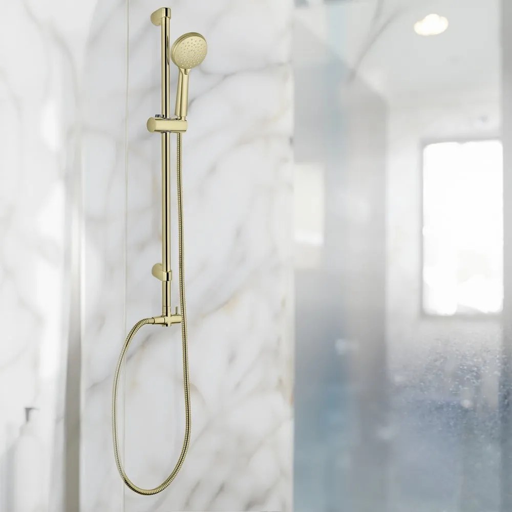 Wąż prysznicowy ze stali nierdzewnej w kolorze matowego złota 150 cm Brass – Wenko