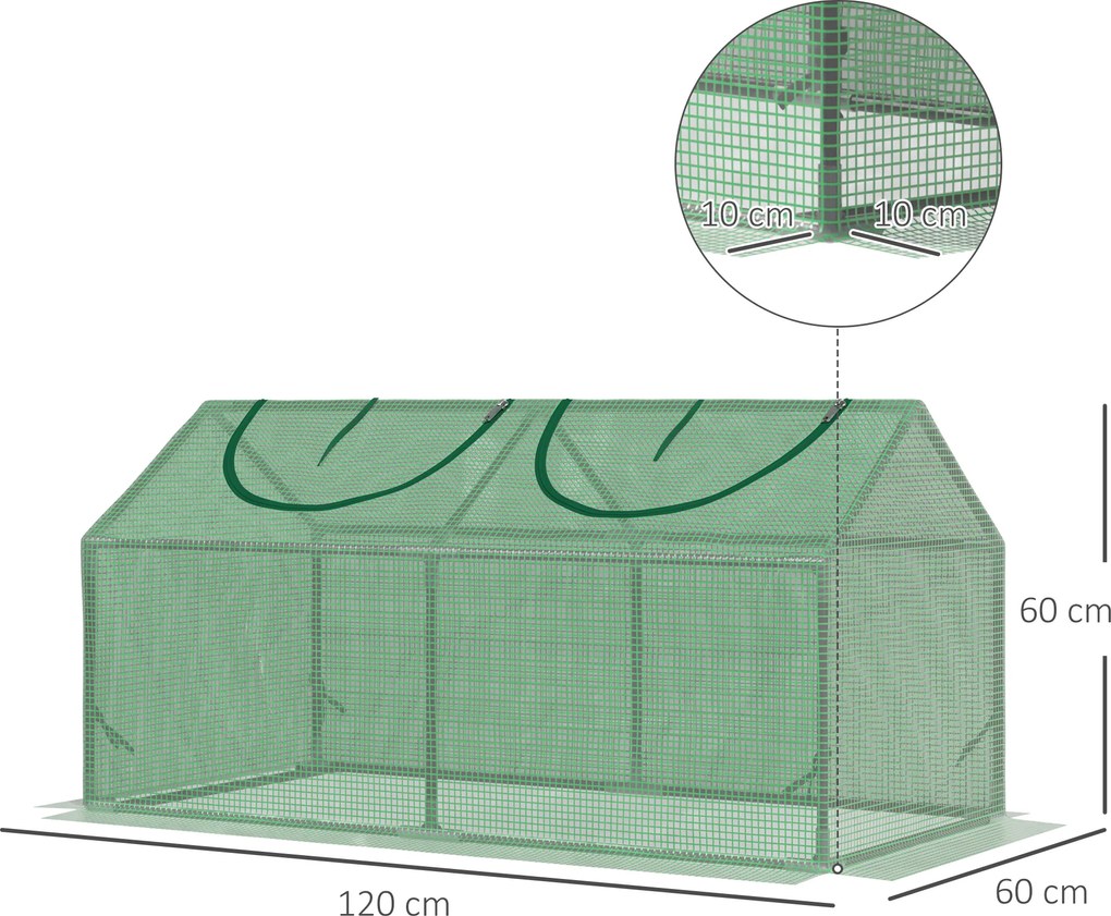 Outsunny Szklarnia Foliowa z Okienkiem PE Cieplarnia na Pomidory 119x60x60cm Zielona | Aosom PL