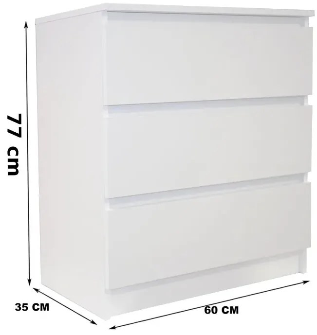 Biała minimalistyczna komoda z 3 szufladami - Glenn 5X