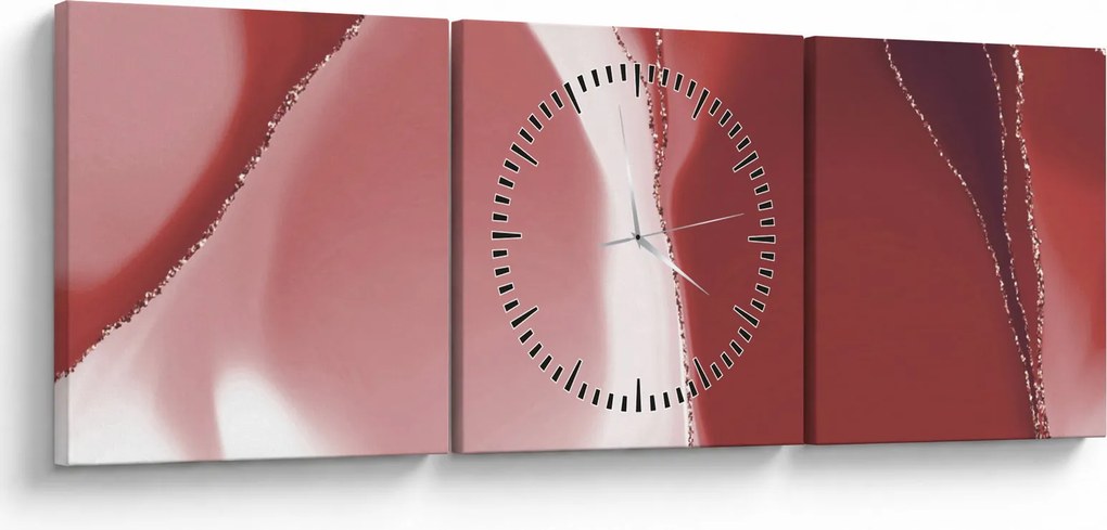 Obraz - Czerwony abstrakcyjny kwiat N⁰3 (z zegarem) (90x30 cm)