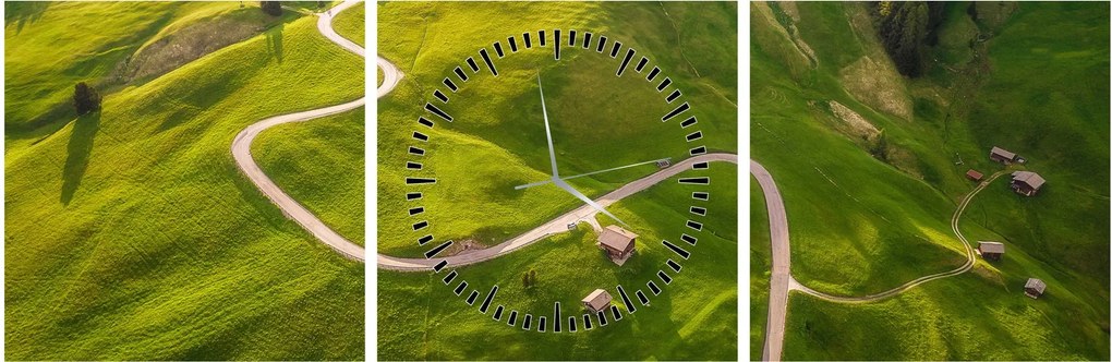 Obraz - Plateau Meadow (z zegarem) (90x30 cm)