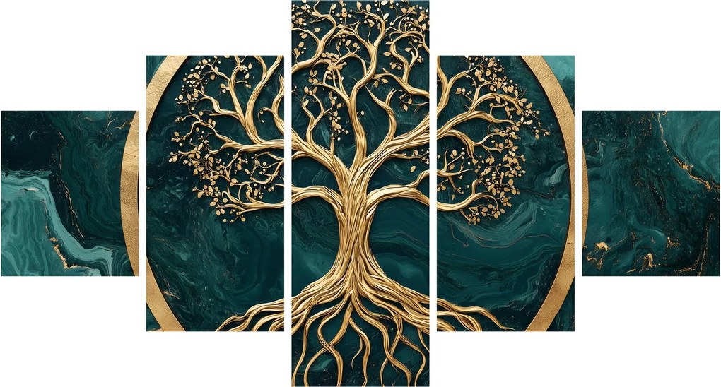 Obraz – Złote drzewo życia w marmurze (125x70 cm)