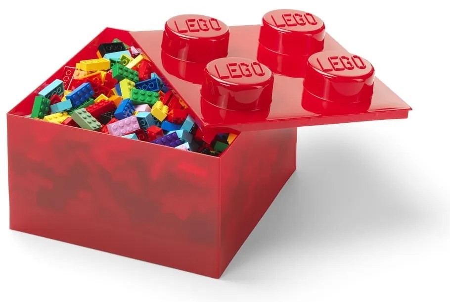 Czerwony plastikowy pojemnik dziecięcy 25x25x18 cm – LEGO®