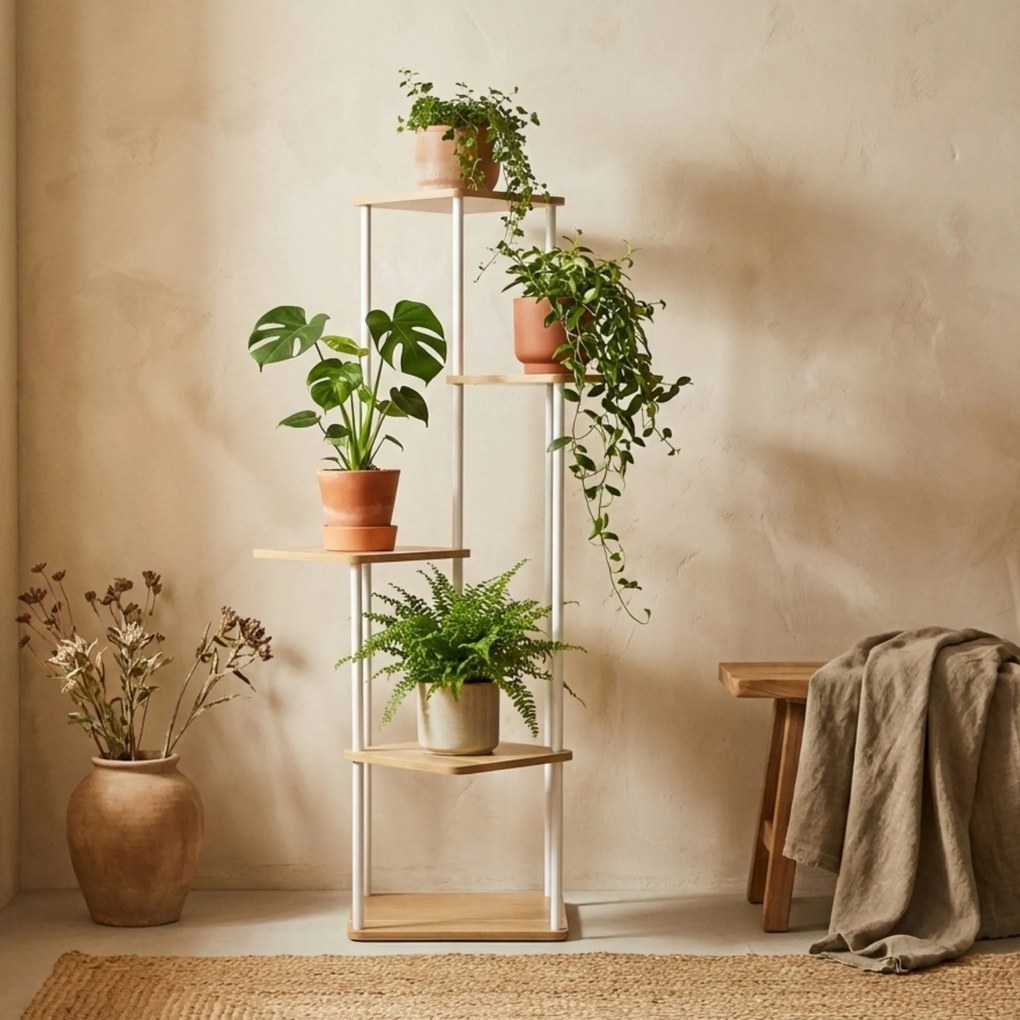 Kwietnik stojący wysoki na 5 kwiatów RIMOZA, 30 x 30 x 106 cm