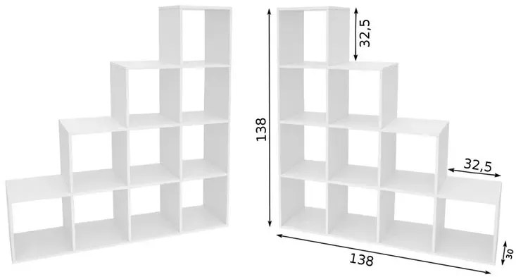 Biały minimalistyczny regał schodkowy - Kobar