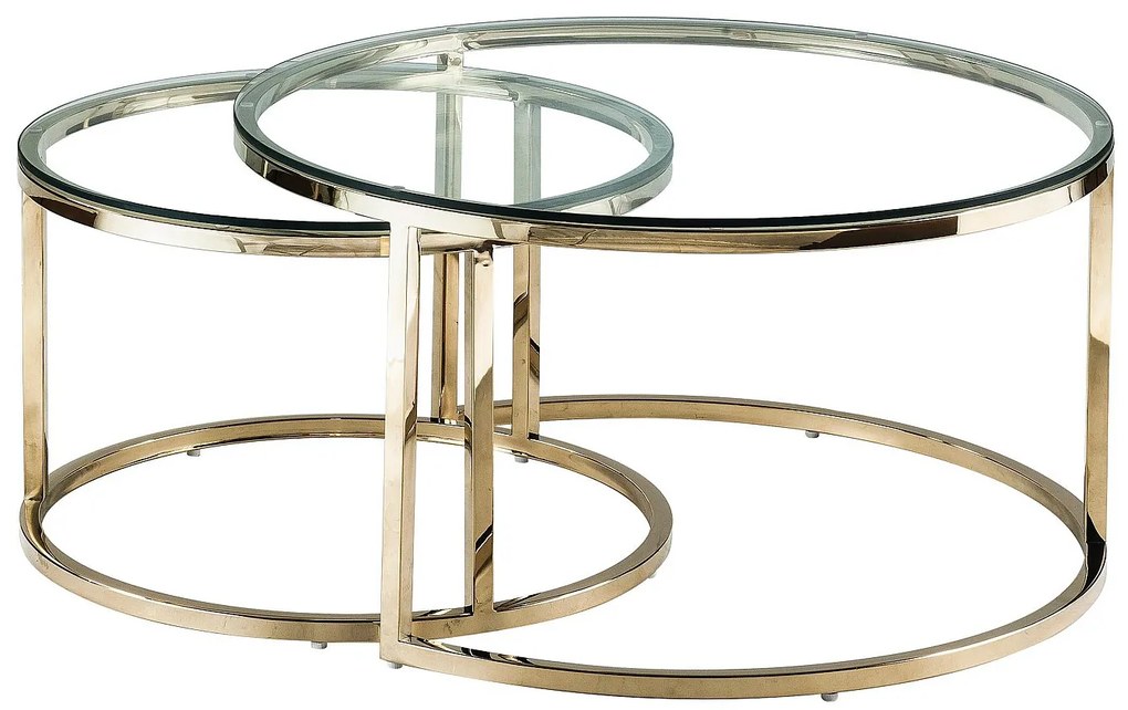 Stoliki kawowe wysuwane ze szkła hartowanego i stali nierdzewnej - Złoty - MAEVANE II Pascala Morabito