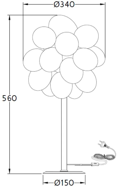 Lampa stołowa BALOON CLEAR, chrom + przezroczyste szkło