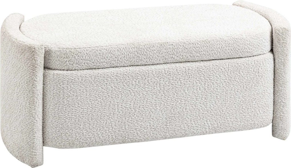 HOMCOM Ławka tapicerowana z miejscem do przechowywania kremowobiała elegancka 105x44x45 cm | Aosom PL