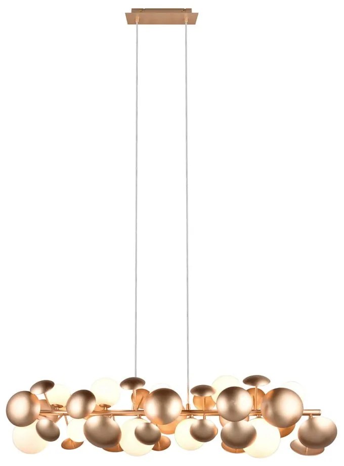 Lampa wisząca w biało-złotym kolorze ze szklanym kloszem Bubble – Trio Select