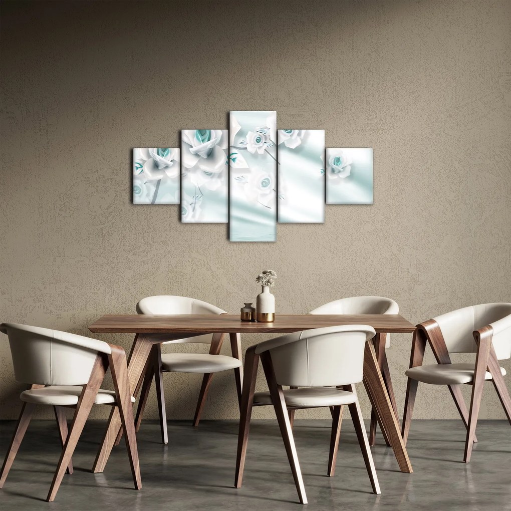 Obraz - Turkusowe kwiaty róży (125x70 cm)