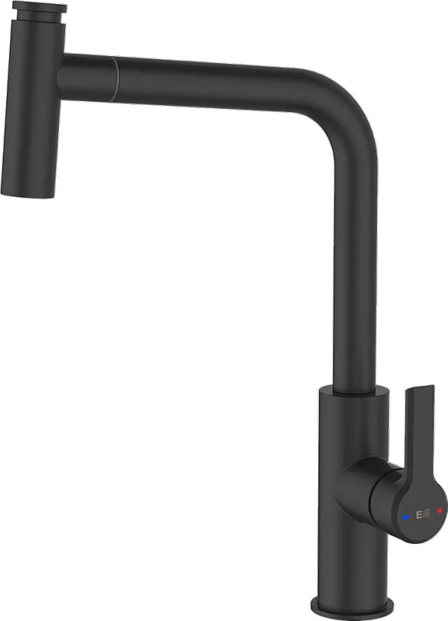 Essemano bateria zlewozmywakowa z wyciąganą wylewką, czarna - Essebagno