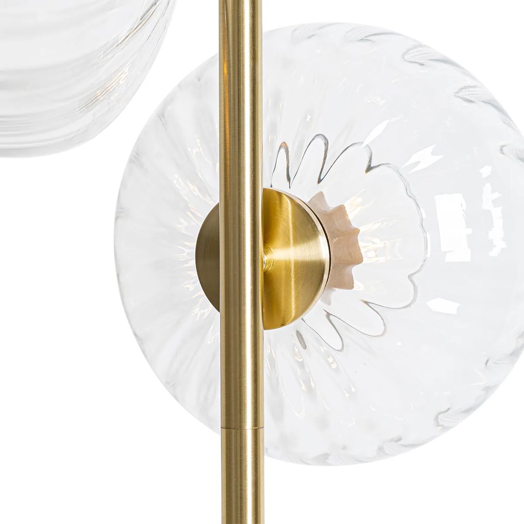 Lampa podłogowa art deco złota ze szkłem 3-światła - Ayesha ArtDeco Oswietlenie wewnetrzne