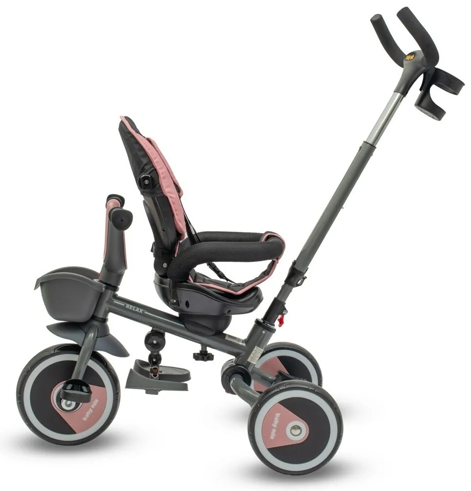 Baby Mix Dziecięcy rowerek trójkołowy 5w1 Relax 365°, różowy