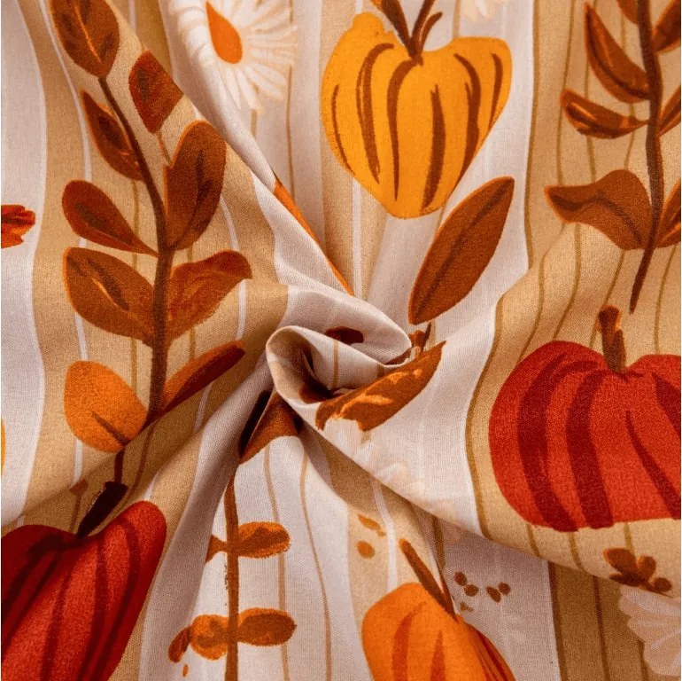 PrzytulneMieszkanie.pl Prześcieradło z mikrofibry PUMPKIN STRIPES kolorowe 90x200 cm