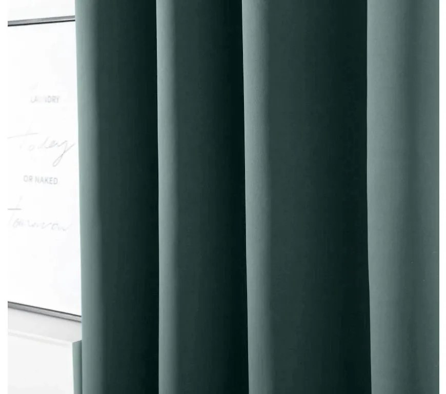 Turkusowa zasłona OXFORD 140x250 cm Zawieszanie: Metalowe pierścienie