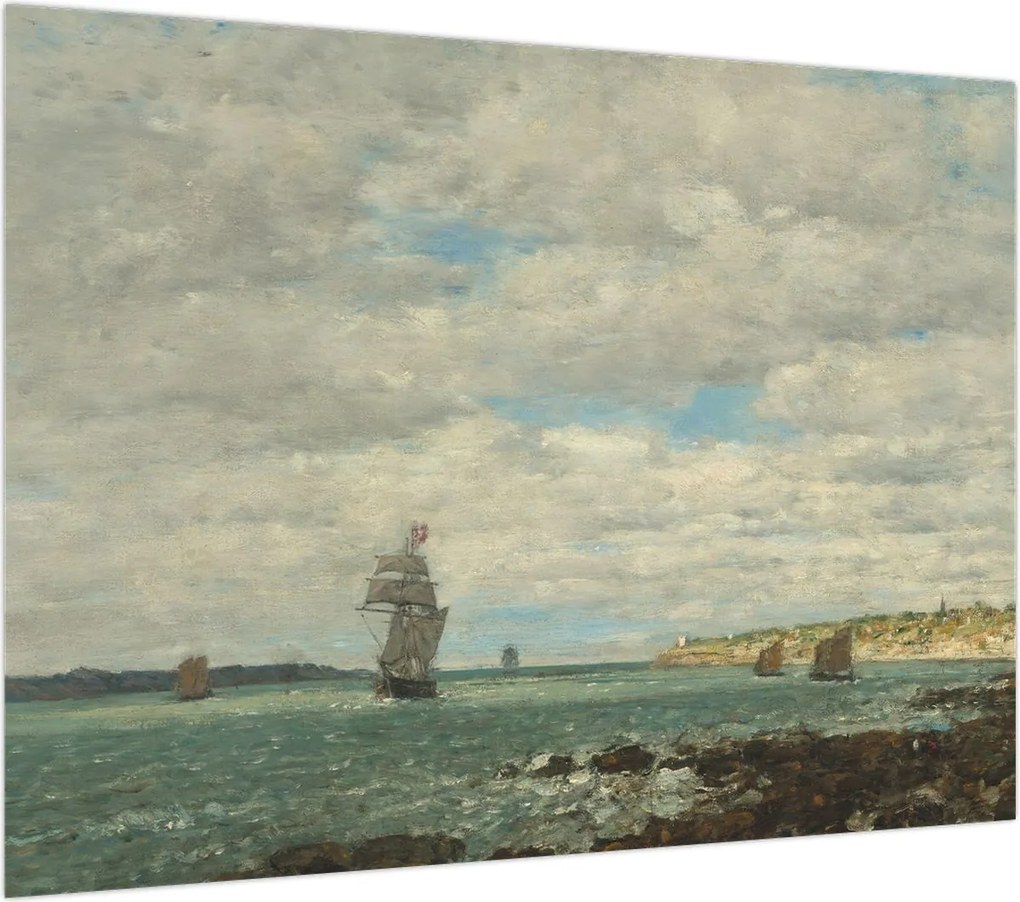 Obraz na szkle - Eugène Boudin, Coast of Brittany, reprodukcje (70x50 cm)