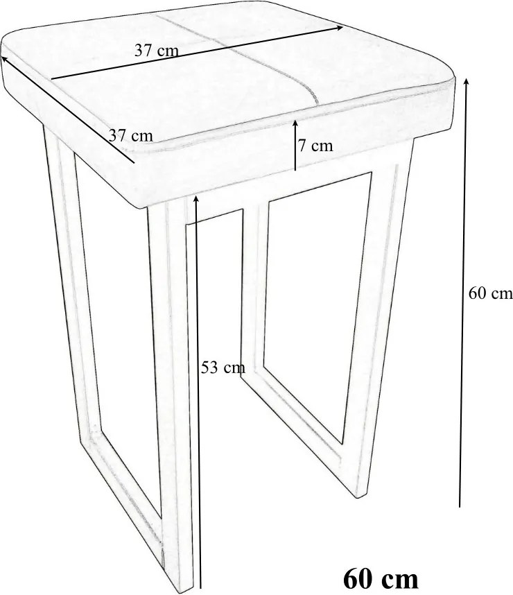 Taboret SOLID tkanina Welur stelaż metalowy STOŁEK LOFT : Kolor Stelaża - Czarny , Kolor tkaniny - VELVET - MG55, Typ tkaniny - Velvet, Wysokość - 60 cm