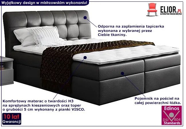 Tapicerowane łóżko z pojemnikiem na pościel - Imar 160x200 44 kolory