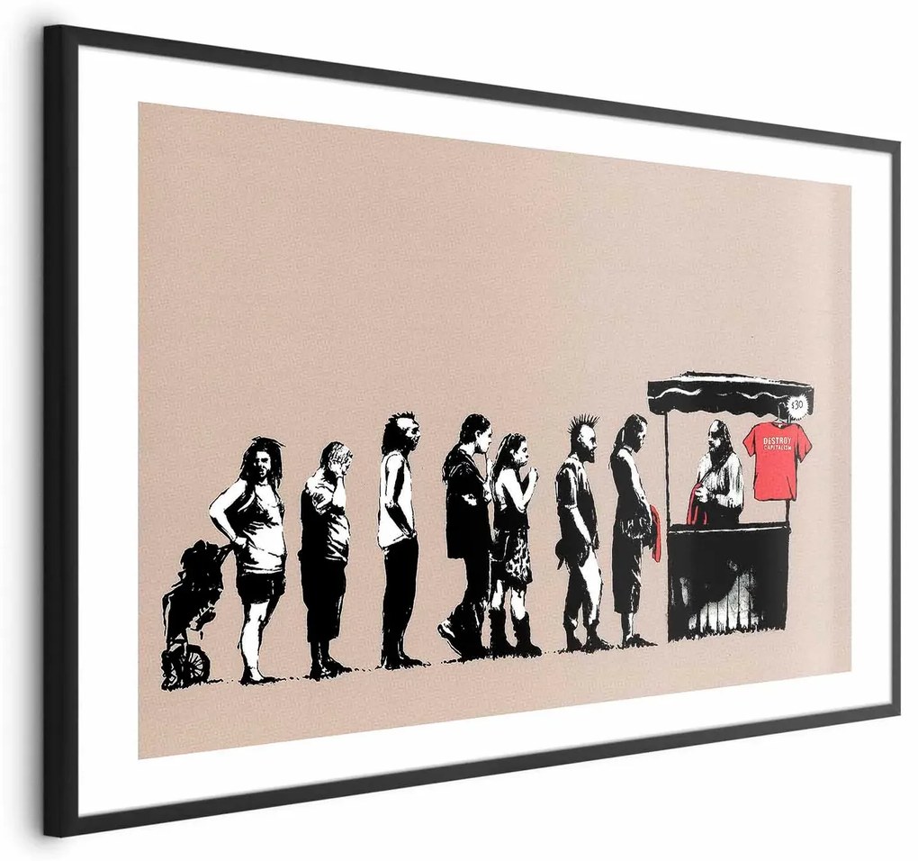 Plakat Zniszczyć kapitalizm 30x21 cm z ramą czarną z marginesem ARTGEIST B